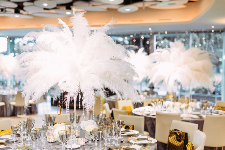 the great gatsby themed party at the grove hotel by amie bone flowers